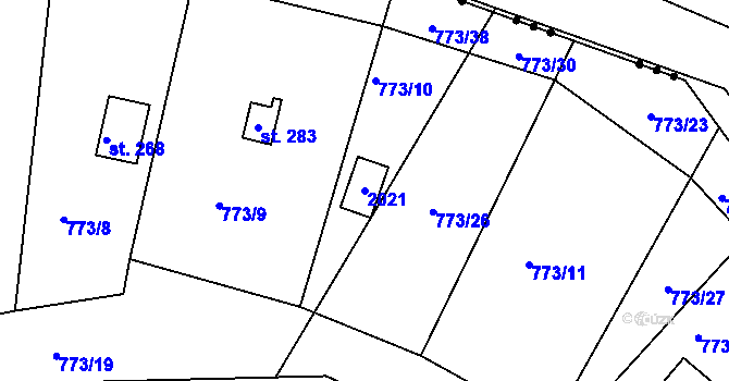 Parcela st. 2021 v KÚ Stanovice, Katastrální mapa