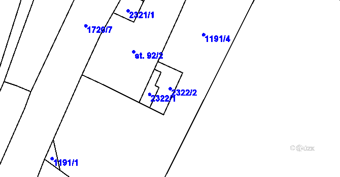 Parcela st. 2322/2 v KÚ Stanovice, Katastrální mapa