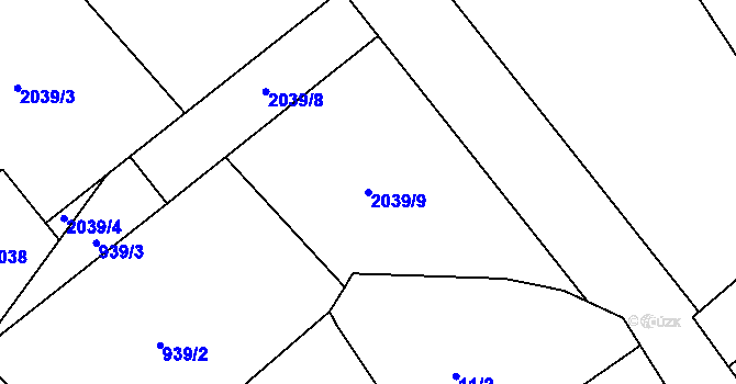 Parcela st. 2039/9 v KÚ Stanovice, Katastrální mapa