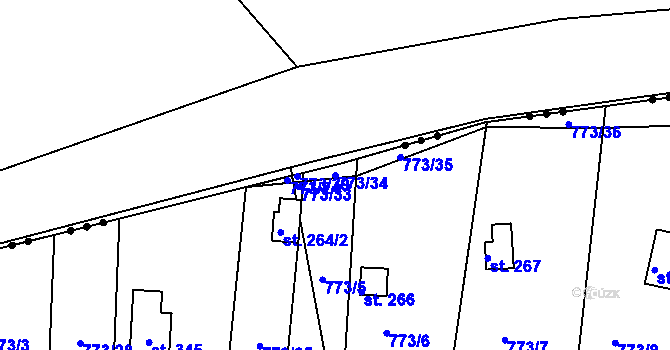 Parcela st. 773/34 v KÚ Stanovice, Katastrální mapa