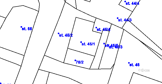 Parcela st. 45/1 v KÚ Stanovice, Katastrální mapa