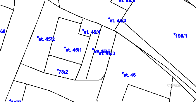 Parcela st. 45/3 v KÚ Stanovice, Katastrální mapa