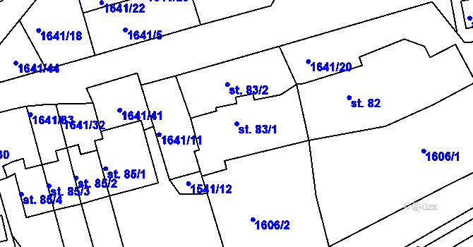 Parcela st. 83/1 v KÚ Stanovice, Katastrální mapa