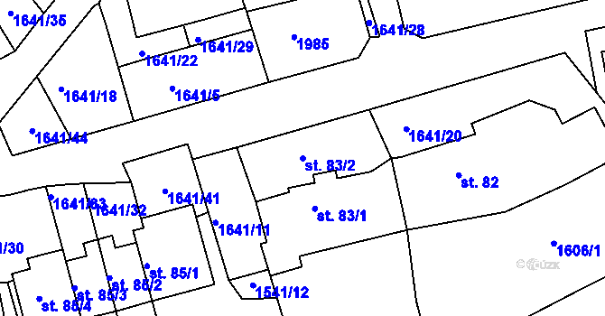 Parcela st. 83/2 v KÚ Stanovice, Katastrální mapa