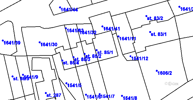 Parcela st. 85/1 v KÚ Stanovice, Katastrální mapa