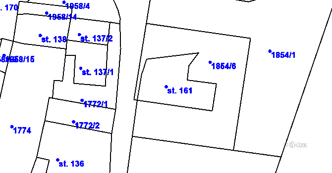Parcela st. 161 v KÚ Stanovice, Katastrální mapa