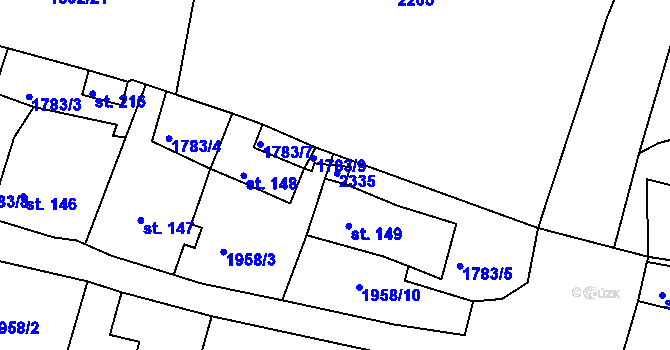 Parcela st. 217/2 v KÚ Stanovice, Katastrální mapa