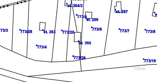 Parcela st. 265 v KÚ Stanovice, Katastrální mapa