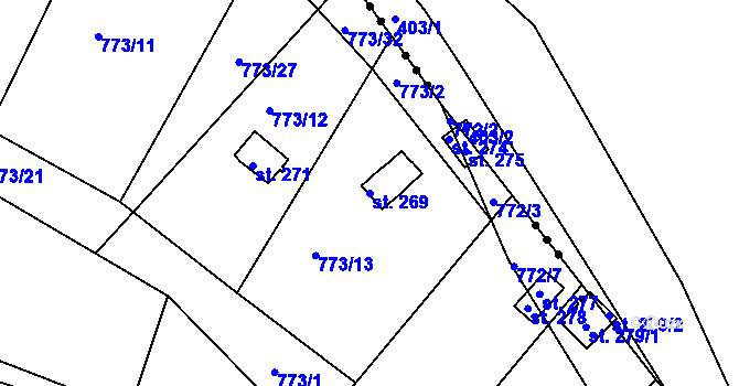 Parcela st. 269 v KÚ Stanovice, Katastrální mapa