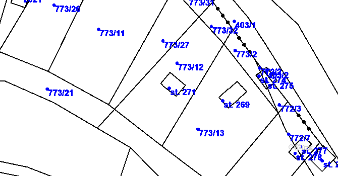 Parcela st. 271 v KÚ Stanovice, Katastrální mapa