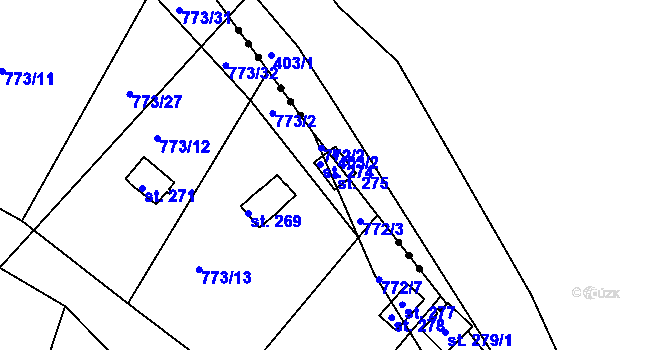 Parcela st. 275 v KÚ Stanovice, Katastrální mapa