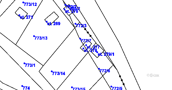 Parcela st. 277 v KÚ Stanovice, Katastrální mapa