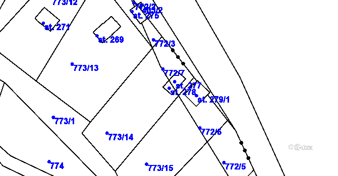 Parcela st. 278 v KÚ Stanovice, Katastrální mapa