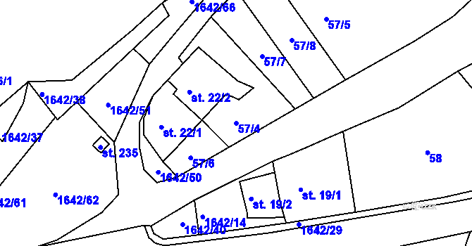 Parcela st. 57/4 v KÚ Stanovice, Katastrální mapa