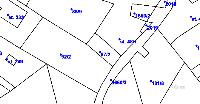 Parcela st. 87/2 v KÚ Stanovice, Katastrální mapa