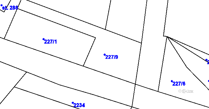 Parcela st. 227/9 v KÚ Stanovice, Katastrální mapa