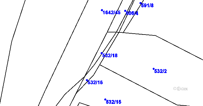 Parcela st. 532/18 v KÚ Stanovice, Katastrální mapa
