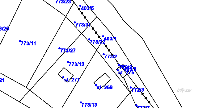 Parcela st. 773/2 v KÚ Stanovice, Katastrální mapa