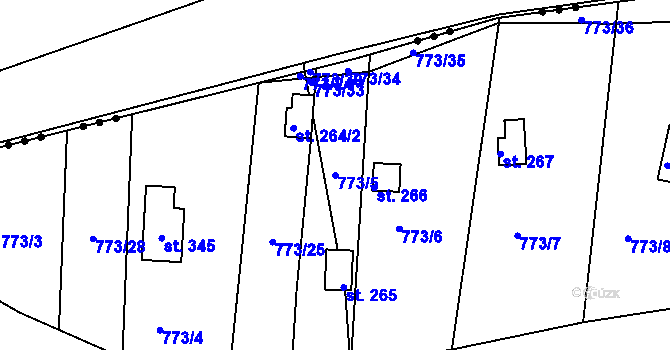 Parcela st. 773/5 v KÚ Stanovice, Katastrální mapa