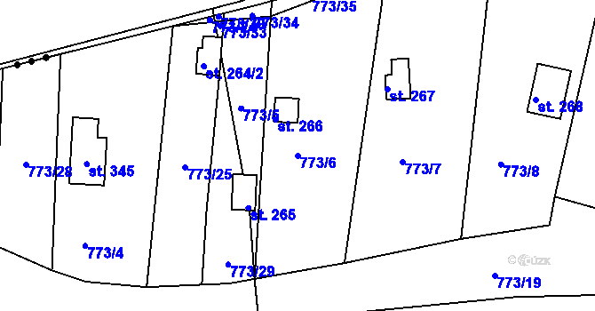 Parcela st. 773/6 v KÚ Stanovice, Katastrální mapa
