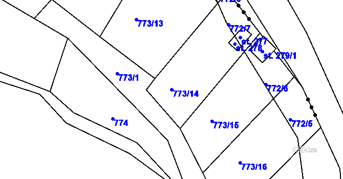 Parcela st. 773/14 v KÚ Stanovice, Katastrální mapa