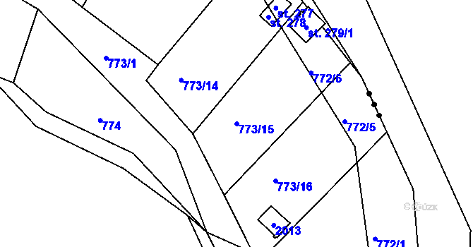Parcela st. 773/15 v KÚ Stanovice, Katastrální mapa