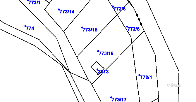 Parcela st. 773/16 v KÚ Stanovice, Katastrální mapa