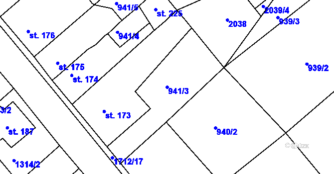 Parcela st. 941/3 v KÚ Stanovice, Katastrální mapa