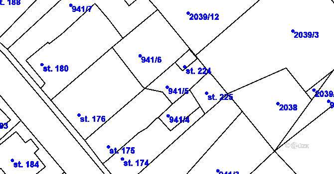 Parcela st. 941/5 v KÚ Stanovice, Katastrální mapa