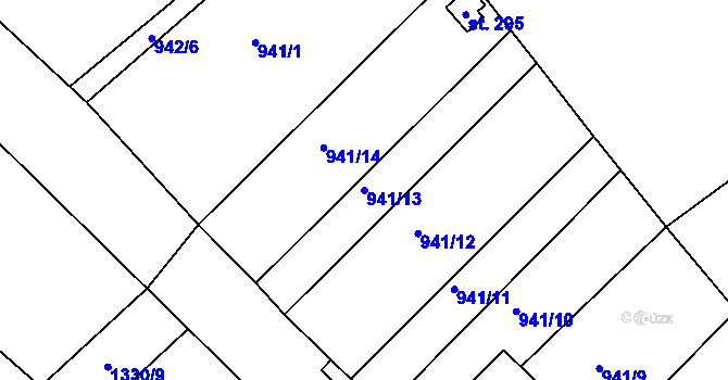 Parcela st. 941/13 v KÚ Stanovice, Katastrální mapa