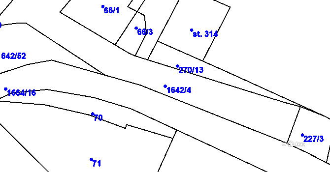 Parcela st. 1642/4 v KÚ Stanovice, Katastrální mapa