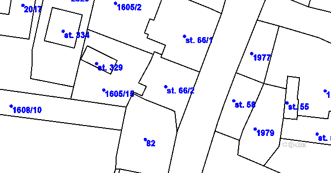 Parcela st. 66/2 v KÚ Stanovice, Katastrální mapa