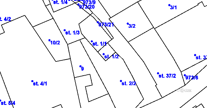 Parcela st. 1/2 v KÚ Stanoviště na Moravě, Katastrální mapa