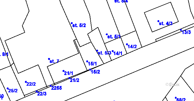 Parcela st. 5/3 v KÚ Stanoviště na Moravě, Katastrální mapa