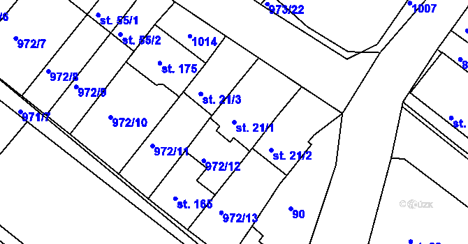 Parcela st. 21/1 v KÚ Stanoviště na Moravě, Katastrální mapa