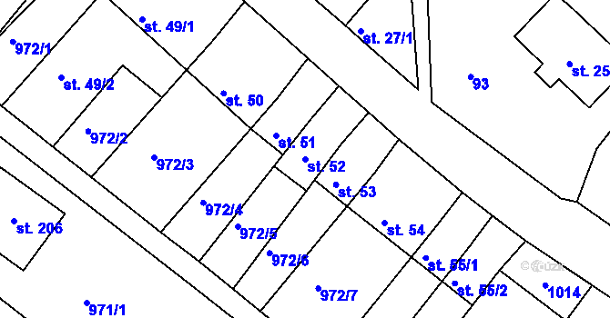 Parcela st. 52 v KÚ Stanoviště na Moravě, Katastrální mapa