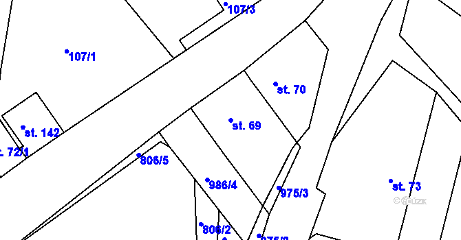 Parcela st. 69 v KÚ Stanoviště na Moravě, Katastrální mapa