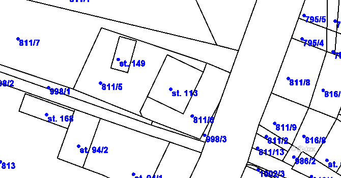Parcela st. 113 v KÚ Stanoviště na Moravě, Katastrální mapa
