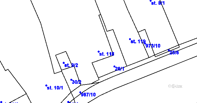 Parcela st. 118 v KÚ Stanoviště na Moravě, Katastrální mapa