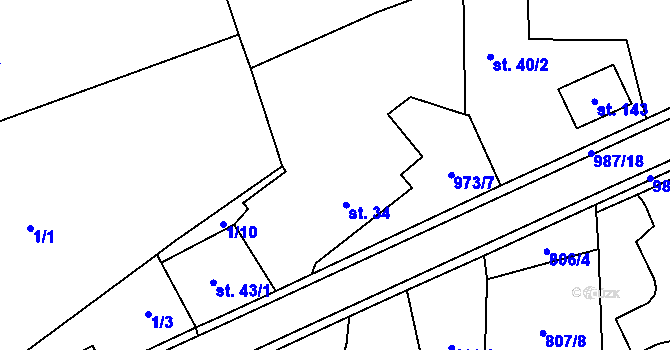 Parcela st. 1/5 v KÚ Stanoviště na Moravě, Katastrální mapa