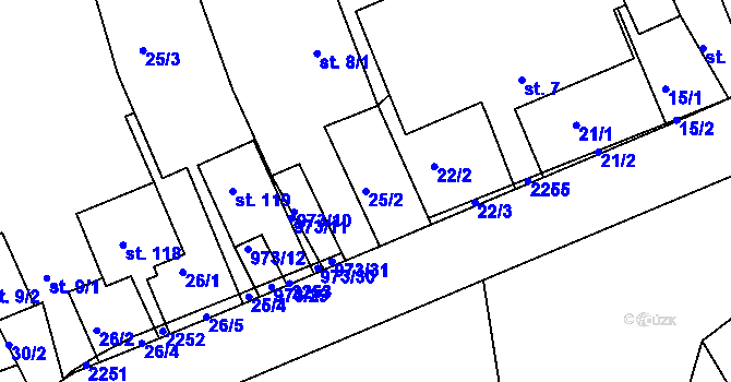 Parcela st. 25/2 v KÚ Stanoviště na Moravě, Katastrální mapa