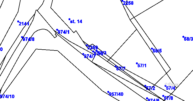 Parcela st. 57/3 v KÚ Stanoviště na Moravě, Katastrální mapa