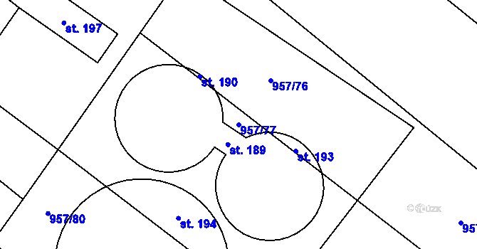 Parcela st. 957/77 v KÚ Stanoviště na Moravě, Katastrální mapa