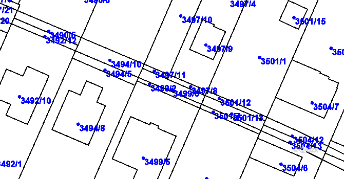 Parcela st. 3499/6 v KÚ Stará Bělá, Katastrální mapa