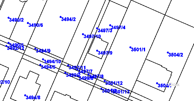 Parcela st. 3497/9 v KÚ Stará Bělá, Katastrální mapa