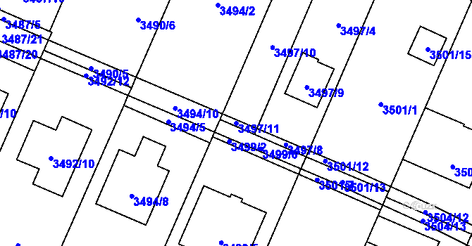Parcela st. 3497/11 v KÚ Stará Bělá, Katastrální mapa