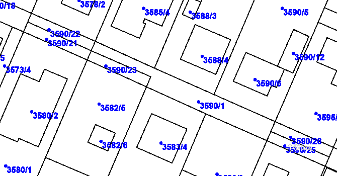 Parcela st. 3590/19 v KÚ Stará Bělá, Katastrální mapa