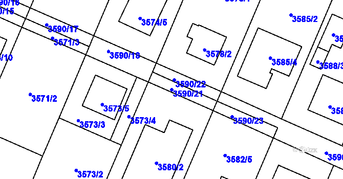 Parcela st. 3590/21 v KÚ Stará Bělá, Katastrální mapa