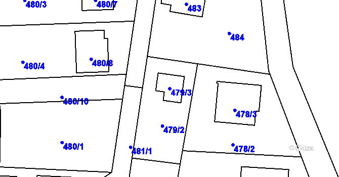 Parcela st. 479/3 v KÚ Stará Bělá, Katastrální mapa
