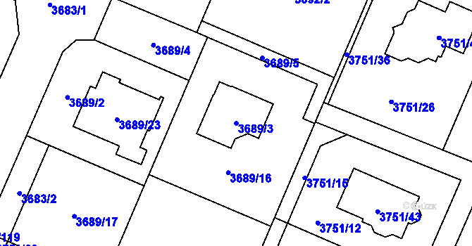 Parcela st. 3689/3 v KÚ Stará Bělá, Katastrální mapa